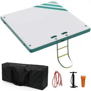 Garvee Inflatable Floating Dock and Platform with Non-Slip Surface, Portable Carrying Bag, and Air Pump for Use on Lakes, Pools, Beaches, and Oceans; Available in Sky Blue, Size 6 x 5 ft