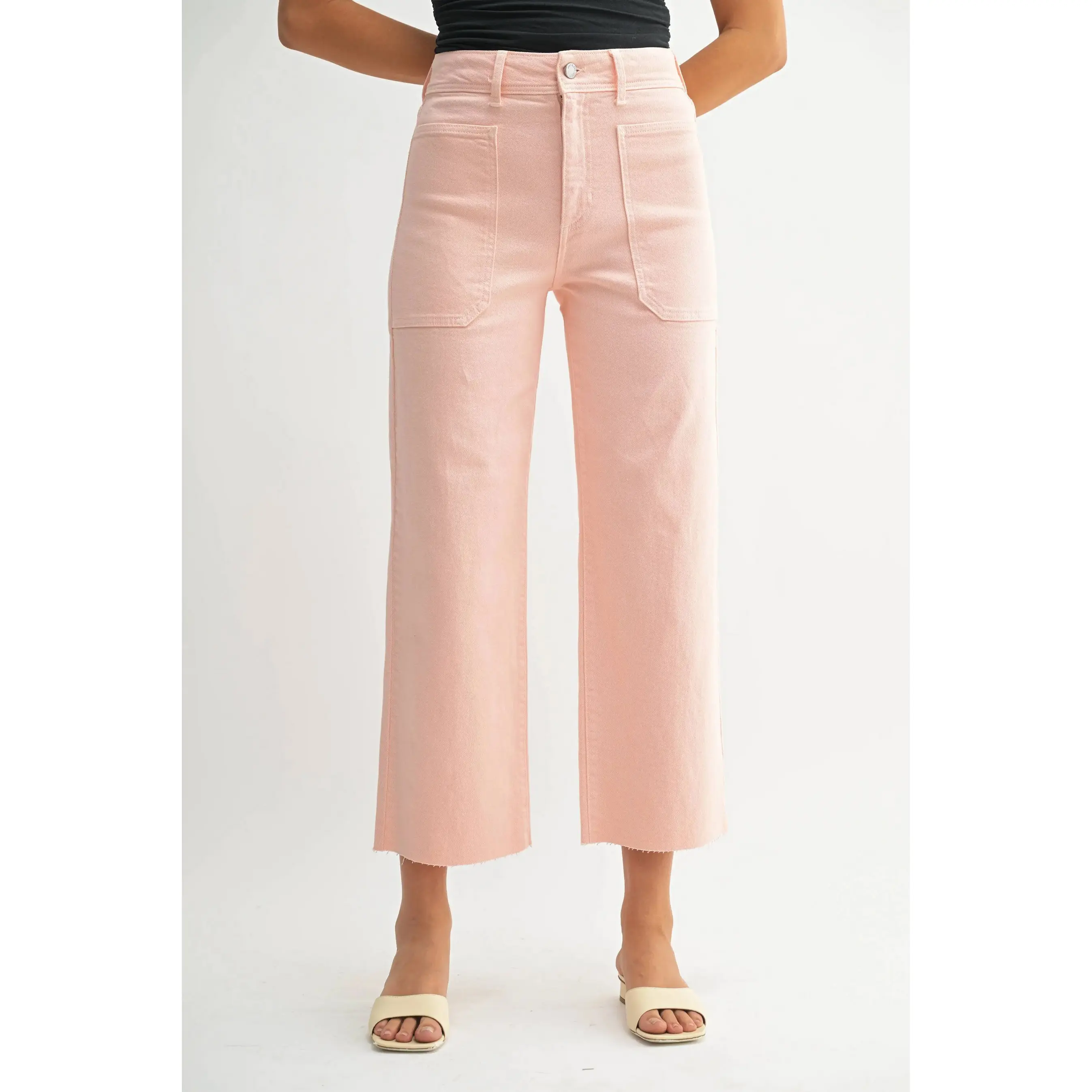 Peyton High Rise Utility Wide Leg Jeans – Peach