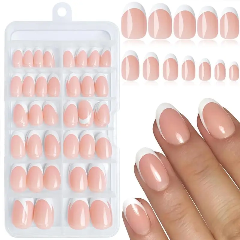 Short French Tip Press on Nails, 120pcs/set Oval Fake Nails, Glossy White French Tips Glue on Nails, Nail Extension Diy, Diy Nail Art, Press on Nails, Short Fake Nails for Women and Girls, Artificial Nails