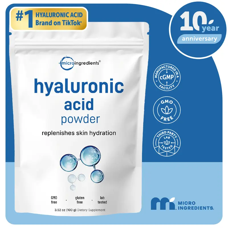 Micro Ingredients Hyaluronic Acid Powder, DIY Facial Serum, Skin Hydration Care Formula