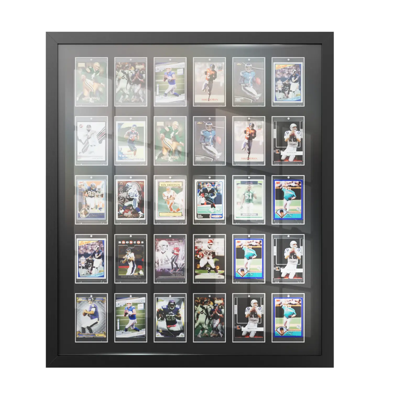 20/30-Card Sports Card Display Case, Wooden Wall-Mounted Trading Card Frame for 35PT Card Holders, Baseball, Basketball, Football and TCG Collector Wall Decor, Black