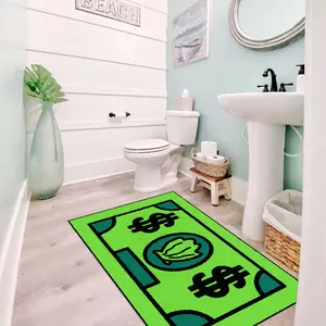 1 piece bathroom mat, green rug, Bath mats, soft comfortable bath rug, non-slip and washable, Bohemian coastal style floor mat, soft plush decorative bedside carpet, suitable for bathroom, kitchen, bedroom, bedside, Soft Absorbent Mat