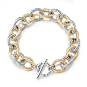 2 Tone Multi Twisted Wire Link Bracelet