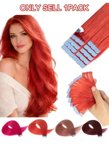 Real Mini Tape In Human Hair 12-20 Inches 10 Pieces Set, Colorful Soft Invisible Design, Perfect Party Choice, Durable Fashion Dirty, Real Hair Extensions