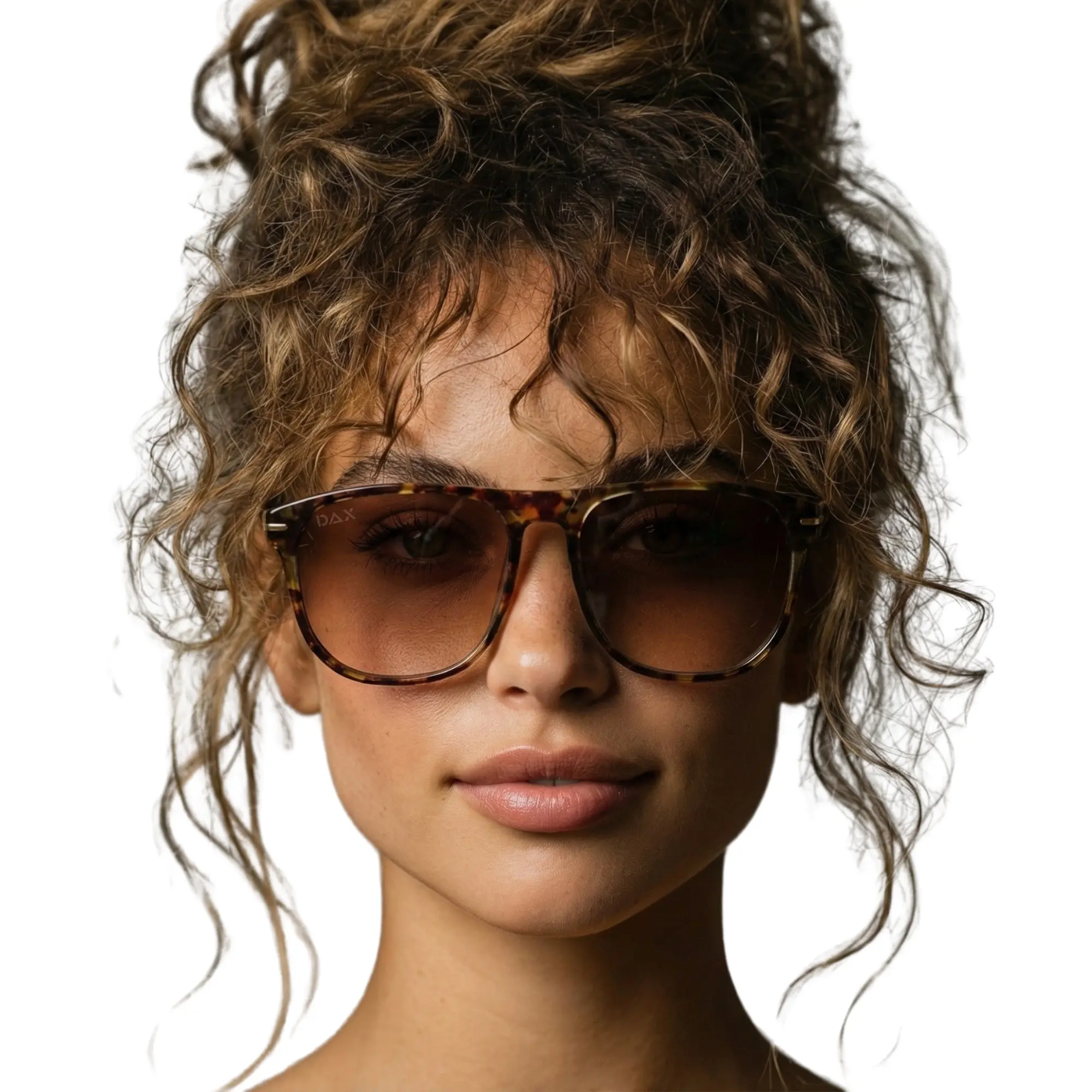 DAX EYEWEAR JAX Women's Sunglasses, Large Square Polycarbonate Frame, Hair-Friendly Tangle-Free Design, Gradient Lenses, UV400 Protection, Womens Sunglasses, Pc, Horn, Stylish Accessories, Statement Frame Glasses