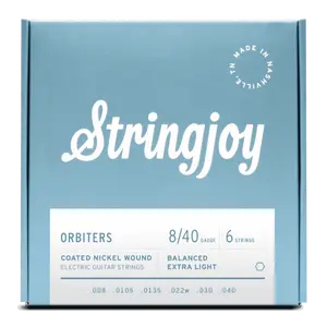 Stringjoy 8-40 Balanced Extra Light Gauge Orbiters - Coated Nickel Electric Guitar Strings