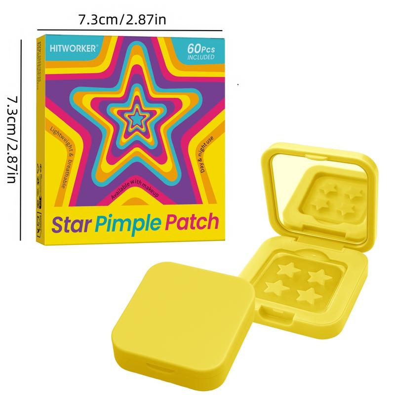 Mirror Box Acne Patches, Convenient Carry Star Design, Four Colors, 60 Pieces, Effective Spot Treatment, Skin Care Essentials, Blemish Patches