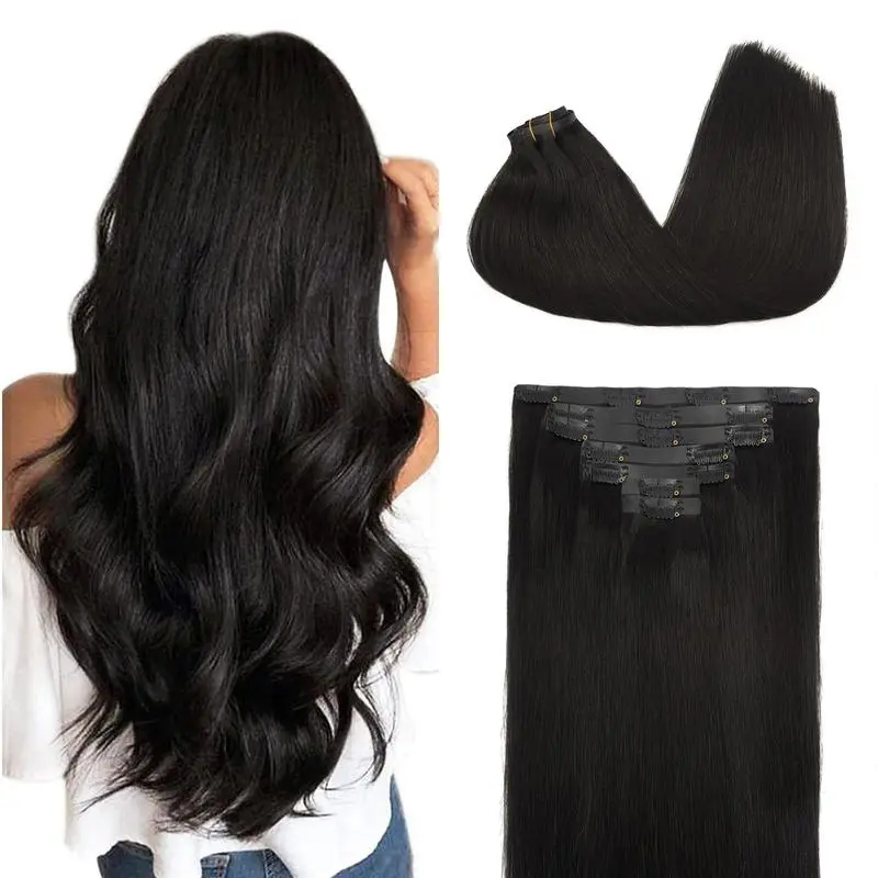 110g Seamless Clip in Hair Extensions Human Hair - TikTok Shop display picture 1