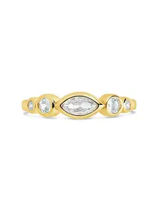 Sterling Forever 14K Gold Plated Mylena CZ Band Ring for Women – Dainty Stackable Sparkle Ring with Multi-Size Cubic Zirconia – Chic Gold Statement Band