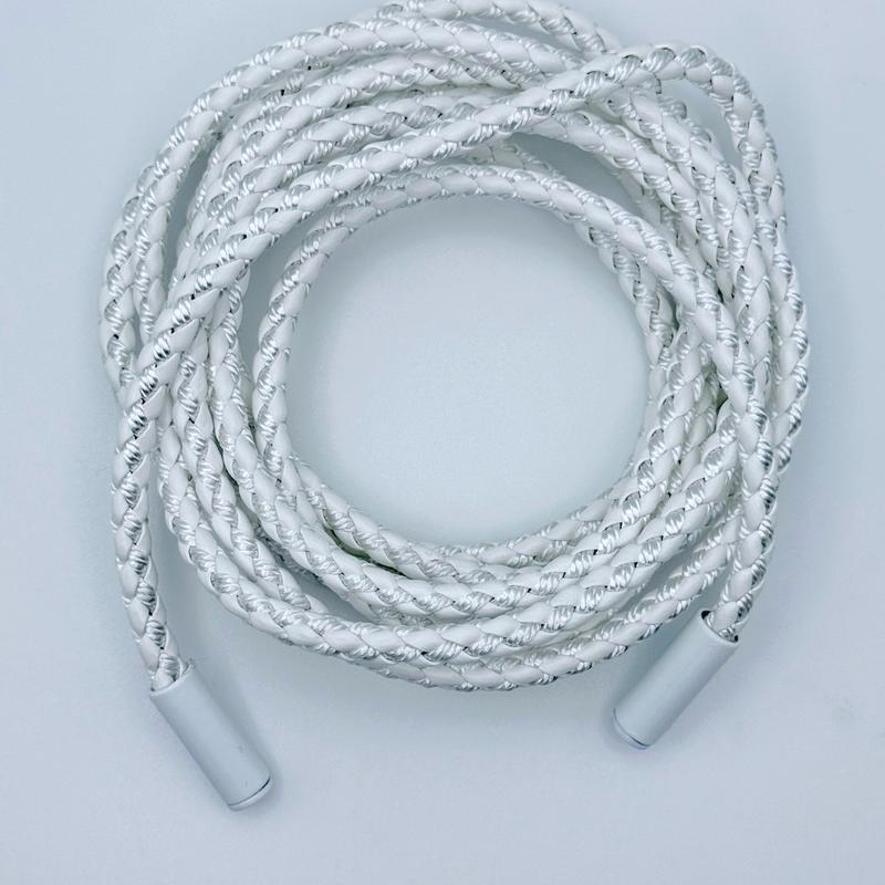 Tie-up White Braided Rope belt in soft leather
