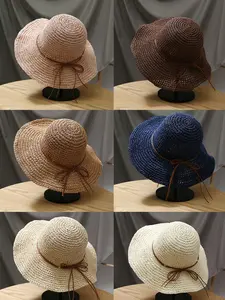 Unisex Handmade Crochet Sun Hat, UV Protection Hollow Out Straw Hat, Boho Style Beach Fishing Cap, Spring Summer Daily Wear