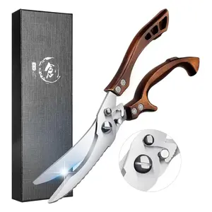 DREAM REACH Heavy Duty Kitchen Shears, Serrated Edge, Spring Loaded, Multipurpose Poultry Scissors for Chicken, Meat, Turkey, Fish – Ideal Gift for Kitchen