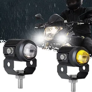 DIBMS Motorcycle LED Driving Fog Lights 60W White and Amber LED Pods Projector Lights 1.3" Aux Spotlight, Compatible with Tractor Truck ATV UTV SUV Boat etc. (2 pack)