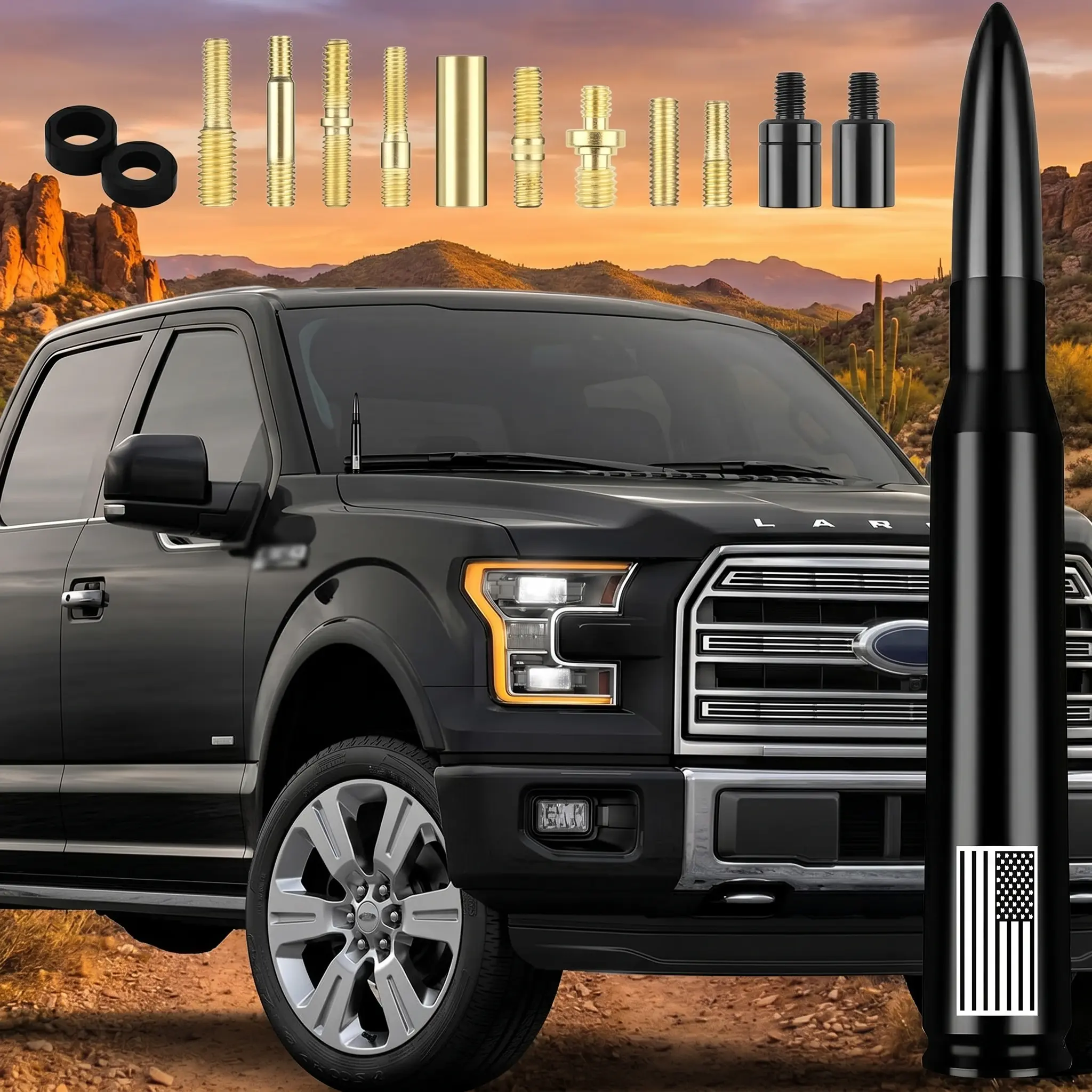 Bullet Style Car Antenna – Patriotic American Flag Design for Trucks & Jeeps Car Gadgets