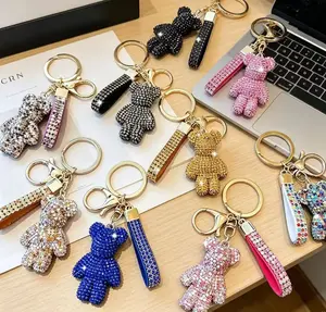 Cute Full Diamond Little Bear​ Design Sparkly Bag Charm, Fashionable Bag Keychain for Women & Girls, Trendy All-match & Exquisite Bag Charm for Birthday Gift, Purse Accessories
