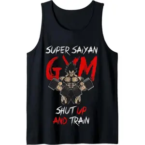 Dragon Anime Gym Training Inspired Tank Top, Warrior Workout Power Level Graphic Sleeveless Shirt, Retro 80s 90s Anime Fitness Aesthetic Muscle Tee, Classic Shonen Battle Streetwear Summer Top, DBZ Fan Energy Tank Top