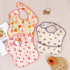 3-Piece Fruit Print Waterproof Infant Baby Bibs Set, Lightweight Feeding Bibs, Anti-Stain, Essential for Babies, Fitted Design