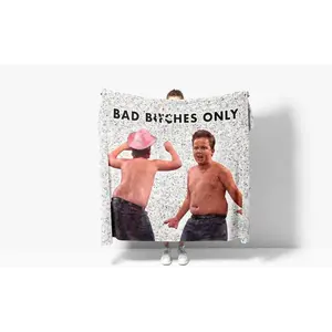 Gibby Bad Bitches Only Velvet Tapestry - Light, Skin-Friendly, High-Definition Meme Decor with Easy Hanging Kit, Funny Flag for College Dorm (Multiple Sizes Available)