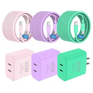 For iPhone 17 Fast Charging Charger, 45W Dual Port Fast Charging Block with 10FT USB-C to C Cable for iPhone 17/16/15,iPad