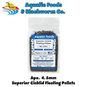 Superior Cichlid Pellets, 4.5mm-3/16" 40% Protein Floating Pellets for all Central and South American Cichlids and ALL Tropical Fish. FREE 4-Type Wafer Mix & 12-Type Pellet Mix Included