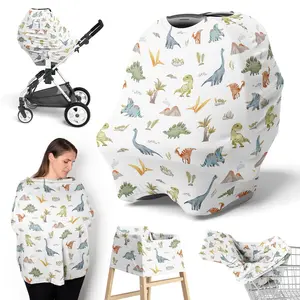 Sweet Jojo Designs Watercolor Dinosaur Dino Boy Infant Baby Car Seat Cover Nursing Breastfeeding High Chair Shopping Cart Stroller Carseat Canopy Carrier Multipurpose Use Green Blue Tan Modern Animal