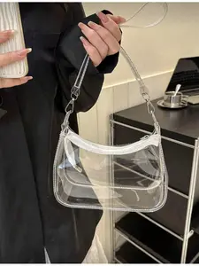 Concert Clear Bag with Shoulder Strap and Handle Unisex PVC Transparent Crossbody Tote Bag for Sports Events Music Festivals