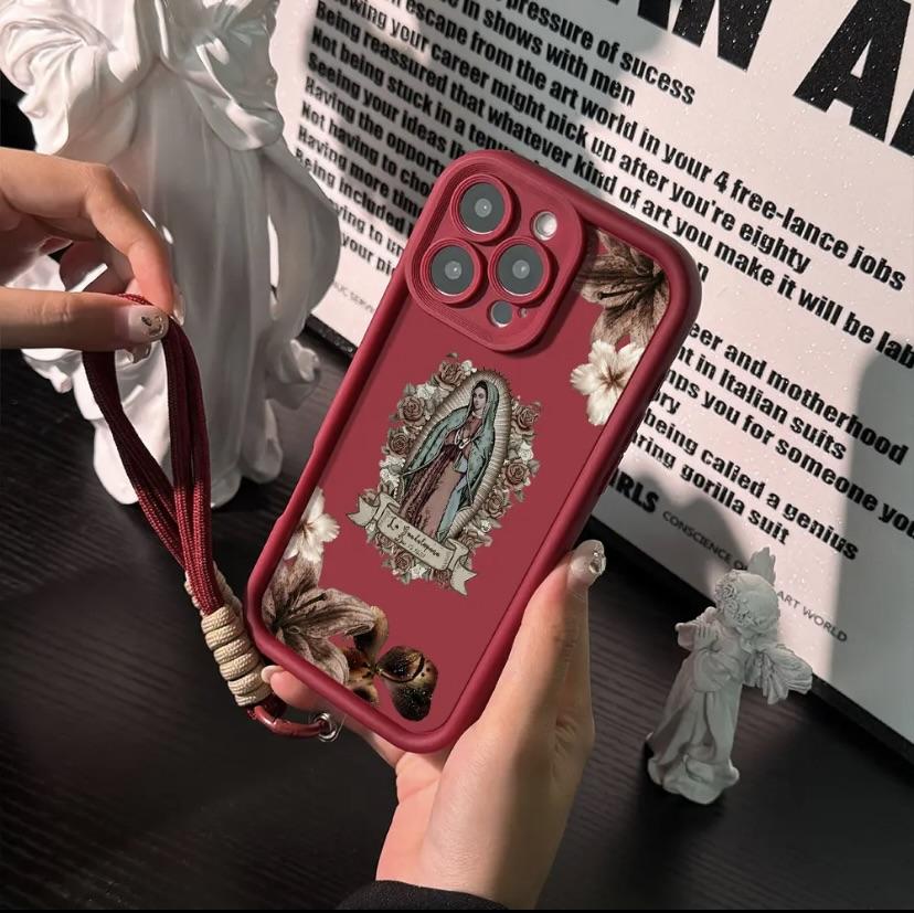 Virgin Mary and Flowers Pattern Phone case foriPhone Samsung 17Pro Max Air 16Plus E 15 14 1312 11 XR XS Galaxy S25 S24 S23 S22 A71 A56 A55A54 A53 A52 Note20 cases, Soft TPU, BumperDrop Protection, Rugged Durable Back Cover,Perfect Gift for Girls.AE7