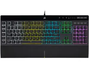 Corsair K55 RGB PRO Membrane Wired Gaming Keyboard – IP42 Dust and Spill-Resistant, 6 Macro Keys w/ Elgato Integration, iCUE Compatible – Black