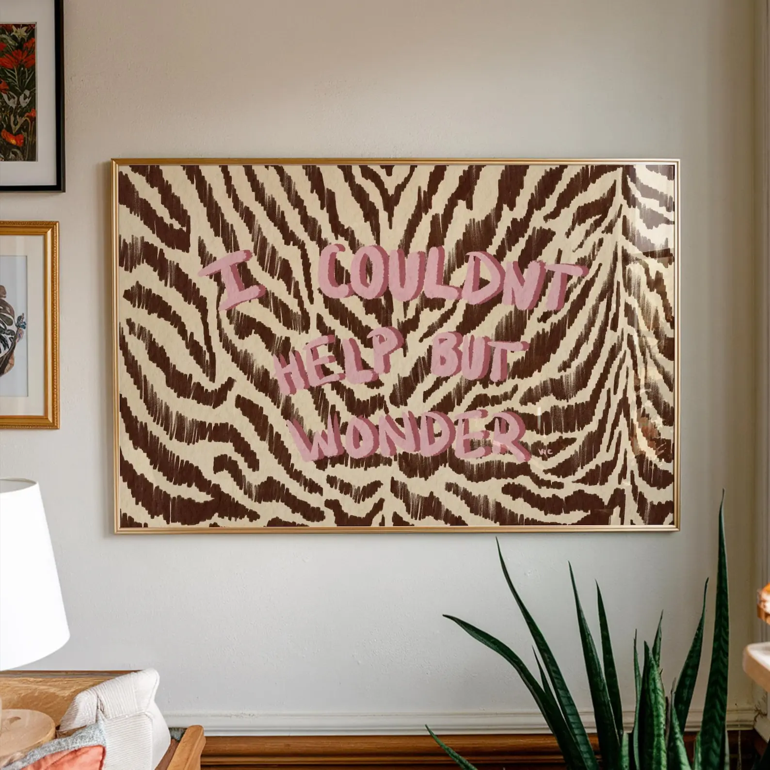Preppy Pink Zebra Print Aesthetic Quote Wall Art Poster