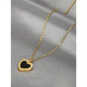 Fashion Love Pendant Women's Necklace Stainless Steel Material Simple Temperament Clavicle Chain Casual Sweet Jewelry Valentine's Day Gift Girlfriend Birthday Gift