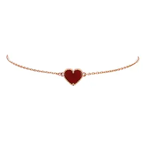 Pre-owned Van Cleef & Arpels Sweet Alhambra Heart Bracelet 18K Rose Gold with Carnelian by Rebag
