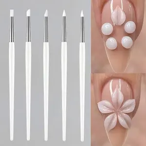 White Silicone Beauty Brushes (5 Pack) - Reusable & Easy to Clean, Perfect for Skincare & Makeup