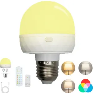 Rechargeable Smart LED Light, E26/e27 Base, Remote Control, Adjustable Color Temp & Brightness, USB Bulb, Ideal for Home Lighting