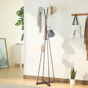 Freestanding Coat Rack with 8 Hooks Space-Saving Clothes Hats Bags Hanger Stand for bedroom living room - Furniture