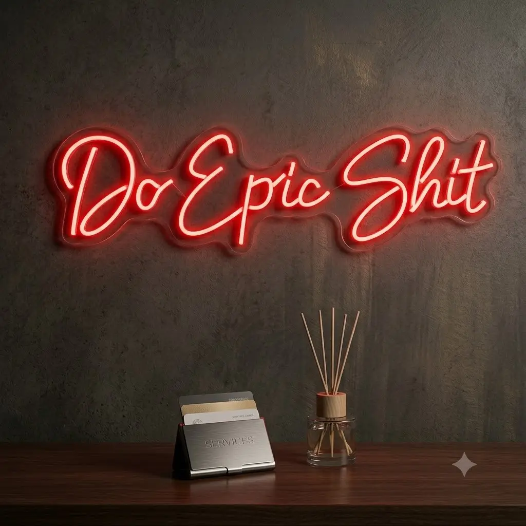 "Dimmable 'Do Epic Shit' LED Neon Sign - Lightweight Acrylic Board Decor Lighting, Wall-Mount Indoor LED Decoration Lamp, Entrepreneur Gift for Home Office Room Decor", Ambient Decor Lighting, Led Lights