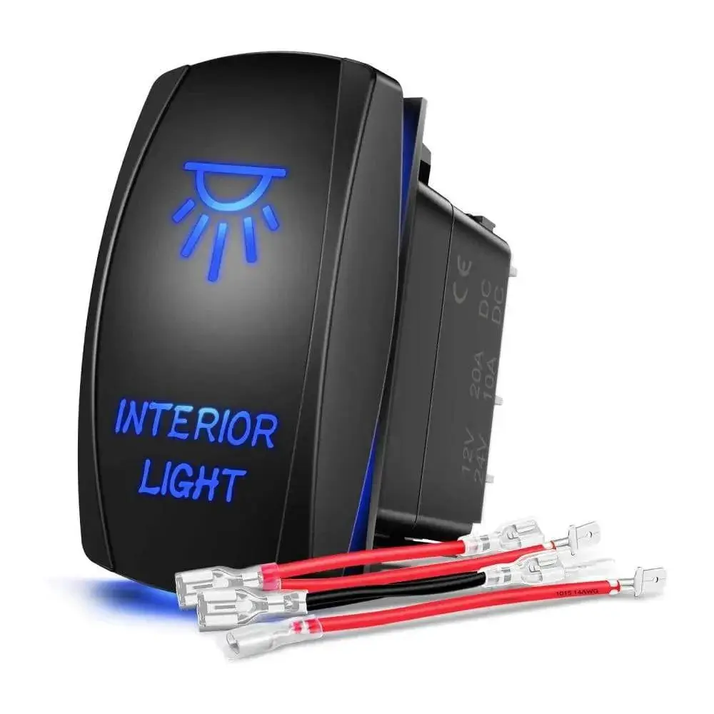 Nilight 5-Pin Laser Rocker Switch, 12v-24v Blue LED Illuminated Interior Switch with On/Off Control, Universal Fit, Includes Wiring Diagram, Includes Diagram, 1 X 5 Pin Rocker Switch, 1 X Diagrams