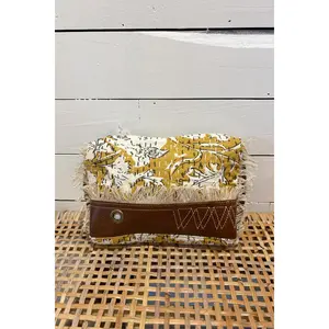 Golden Prairie Leaf Clutch Pouch
