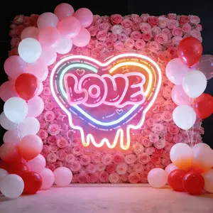 1 piece of led luminous love neon sign for wall decorative lighting, lady bedroom heart mood light dress up, business sign, suitable for Valentine's Day girls, wedding party wall decoration, bar, restaurant ambient light, confession gift