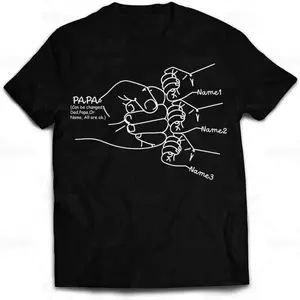 Men's T Shirts Hand Drawn Dad Fist Bump Dad Day Shirt Custom Dad Shirt Personalized T-Shirt Grandpa Graphic Fun Cute T-Shirt