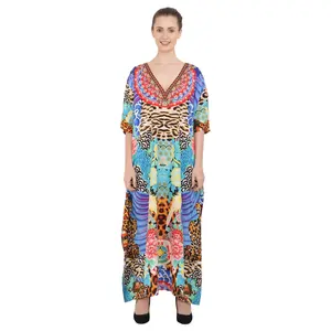 Miss Lavish London Kaftans Loungewear Dress Multi, Small to One Size