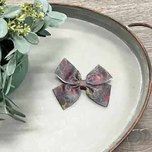 Grey Floral Clippy Bow Style #4