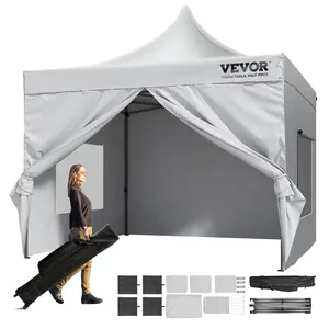 10x10 FT Pop up Canopy with Removable Sidewalls, Instant Canopies Portable Gazebo & Wheeled Bag, UV Resistant Waterproof, Enclosed Canopy Tent for Outdoor Events, Patio, Bac