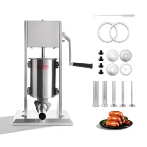 Hakka Manual Sausage Stuffer, 3 L / 7 LBS Vertical Sausage Machine, Dual-Speed Meat Stuffer, Made of Food-Grade Stainless Steel, Includes 5 Stuffing Tubes and Five Deep-fried Dough Sticks Accessories, for Home Kitchen Restaurant Commercial