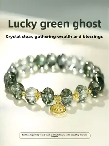 ArvnDao Green Phantom Quartz Bracelet with Pendant - Career Success & Wealth Manifestation Jewelry -  Year of the Horse Prosperity Gift