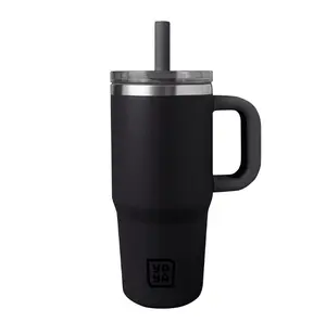 YAYA My First Travel Tumbler for Toddlers with Reusable Straw and Spill-Safe Lid, 12oz, Black