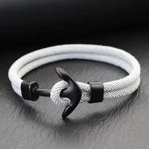FASHION - New Men Anchor Bracelet With A Grade 4mm String Handcrafted Nautical Rope Braslet Bangle Available In Multiple Colors And Sizes