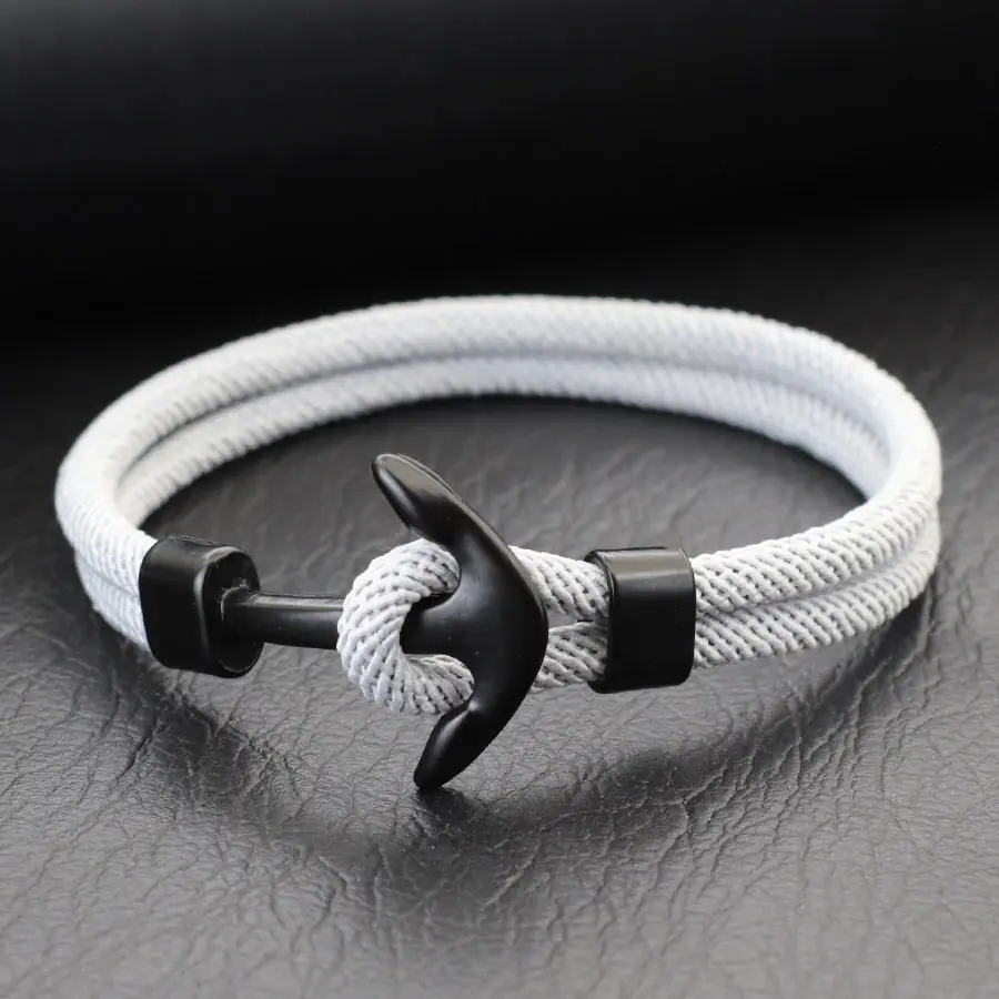 FASHION - New Men Anchor Bracelet With A Grade 4mm String Handcrafted Nautical Rope Braslet Bangle Available In Multiple Colors And Sizes
