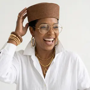 Grounded Straw Flat Pill Box Hat