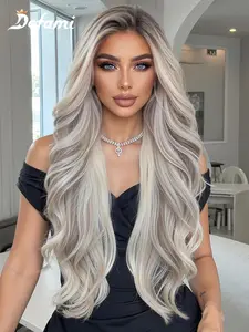 30 Inch Long Blonde Wavy Wigs for Women, Gorgeous Fluffy Wigs without Bangs, Synthetic Lace Front Wigs for Party, Natural Looking Wigs, Daily Use, Loose Wave Wigs