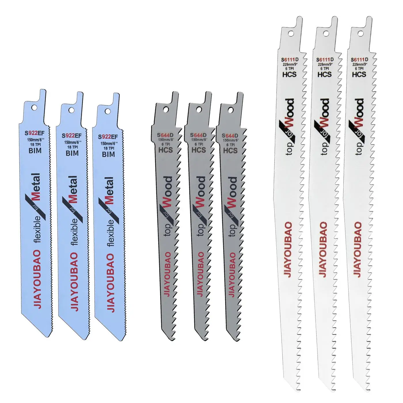 Reciprocating Saw Blade Set, Practical Saw Blades Set for Wood Pruning/Plastic/Metal Cutting, Power Tool Accessories